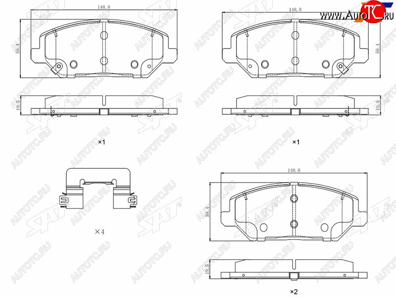 1 889 р. Колодки тормозные передние FR-FL SAT  Hyundai I30 FD универсал рестайлинг (2010-2012)  с доставкой в г. Кемерово