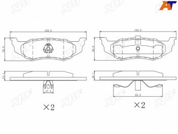 1 049 р. Колодки тормозные задние RH-LH SAT Chrysler 300M LR седан (1998-2004)  с доставкой в г. Кемерово. Увеличить фотографию 1