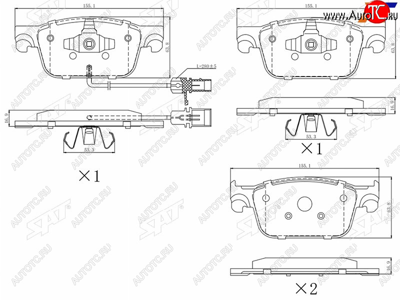 1 439 р. Колодки тормозные перед FL-FR SAT Audi A4 B9 дорестайлинг,седан (2016-2020)  с доставкой в г. Кемерово