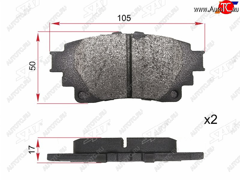 1 029 р. Колодки тормозные зад LH-RH SAT Toyota Crown S220 (2017-2022)  с доставкой в г. Кемерово
