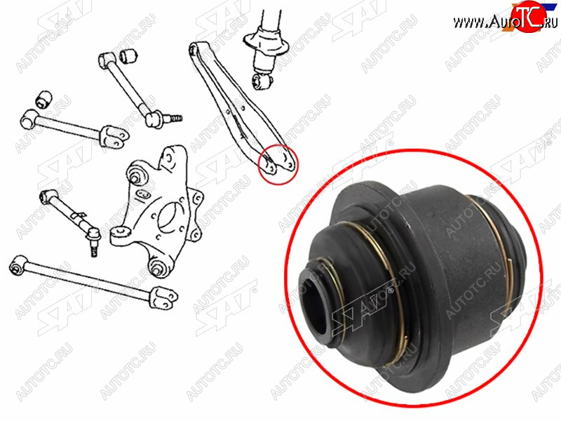 879 р. Сайлентблок задней цапфы TOYOTA CROWNMAJESTA GRS18#UZS18# 2003-2008 SAT ST-42304-30090-U  с доставкой в г. Кемерово