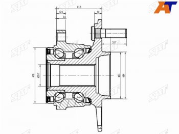 3 099 р. Ступичный узел задн. SAT Honda CR-V RE1,RE2,RE3,RE4,RE5,RE7 дорестайлинг (2007-2010)  с доставкой в г. Кемерово. Увеличить фотографию 1