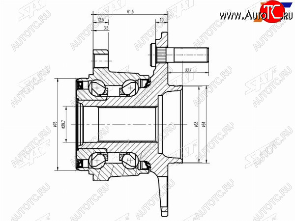 3 099 р. Ступичный узел задн. SAT  Honda CR-V  RE1,RE2,RE3,RE4,RE5,RE7 - Elysion  1  с доставкой в г. Кемерово