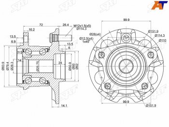 Ступичный узел задн. TOYOTA KLUGERHARRIER #CU25,#CU35 03- SAT ST-42410-48041