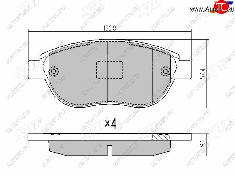 1 179 р. Колодки тормозные передние FL-FR SAT CITROEN Berlingo B9 дорестайлинг (2008-2016)  с доставкой в г. Кемерово