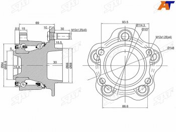 Ступичный узел задн. NISSAN TEANA #J32 2WDMURANO #Z50 2WDPRESAGE #U31 2WD SAT ST-43202-JP00A