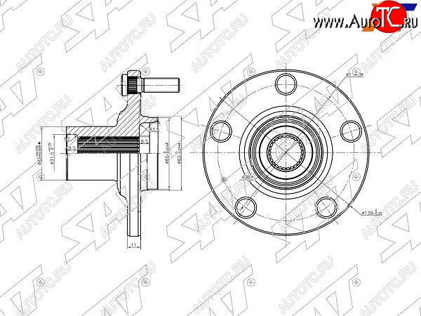 1 349 р. Ступица перед TOYOTA CAMRYHARRIERHIGHLANDERKLUFER 01- SAT ST-43502-28090  с доставкой в г. Кемерово