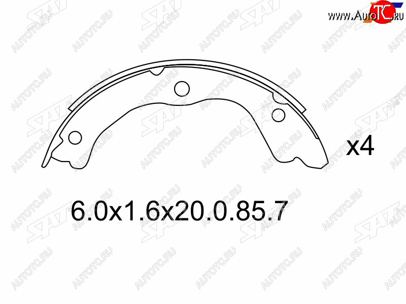 1 299 р. Колодки барабанные задние RH-LH SAT Nissan X-trail 1 T30 дорестайлинг (2000-2003)  с доставкой в г. Кемерово