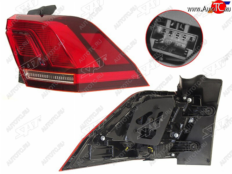 7 549 р. Фонарь задний правый (внешний, LED) SAT  Volkswagen Tiguan  Mk2 (2016-2020) дорестайлинг  с доставкой в г. Кемерово