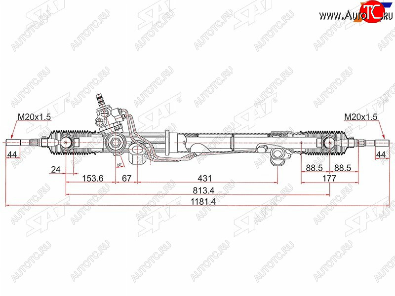 16 699 р. Рейка рулевая RHD SAT Toyota Land Cruiser 10 100 2-ой рестайлинг (2005-2007)  с доставкой в г. Кемерово
