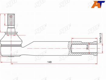 649 р. Наконечник рулевой LH=RH SAT  Toyota Avensis ( T250 седан,  T250 универсал) - Corolla Verso  AR10  с доставкой в г. Кемерово. Увеличить фотографию 1