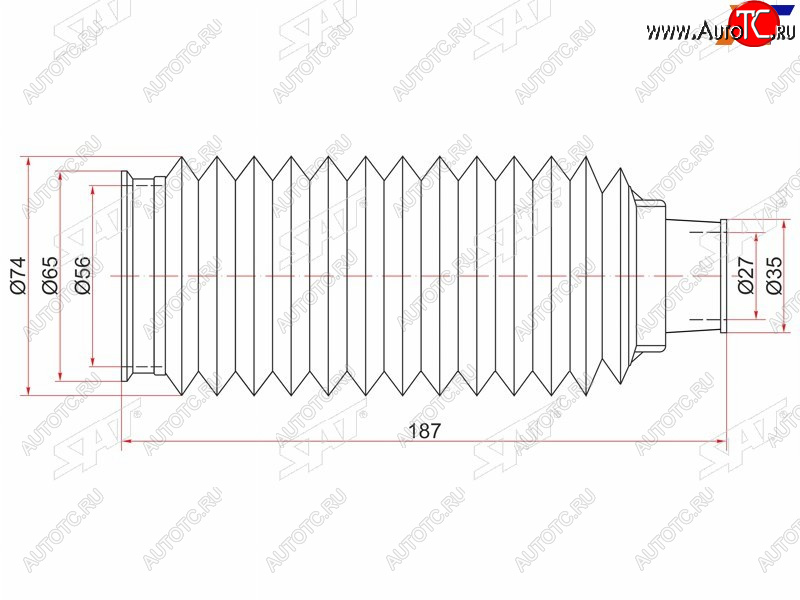 359 р. Пыльник рулевой рейки TOYOTA LAND CRUISER PRADOHILUX SURF 95- LH=RH SAT ST-45535-35030  с доставкой в г. Кемерово