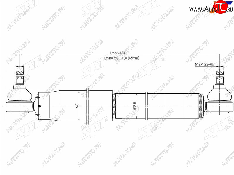 3 999 р. Демпфер рулевого управления TOYOTA LAND CRUISER 90-97 SAT ST-45700-69055  с доставкой в г. Кемерово