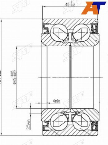 1 559 р. Подшипник передней ступицы HONDA CR-V RD4-7, EDIX BE#, ELEMENT с ABS SAT ST-45BWD12  с доставкой в г. Кемерово. Увеличить фотографию 1