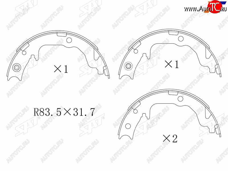 1 849 р. Колодки барабанные задние RH-LH SAT  Mitsubishi ASX - Lancer  10 CY  с доставкой в г. Кемерово