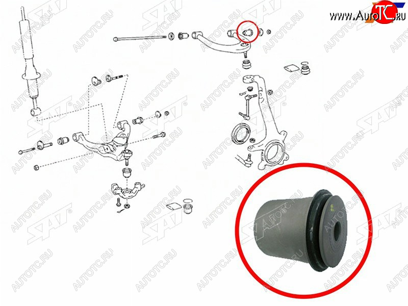 669 р. Сайлентблок Toyota Land Cruiser (J100) 98-07  Lexus LX 98-07  Toyota Land Cruiser Cygnus 98-07 (Св SAT ST-48632-60010  с доставкой в г. Кемерово