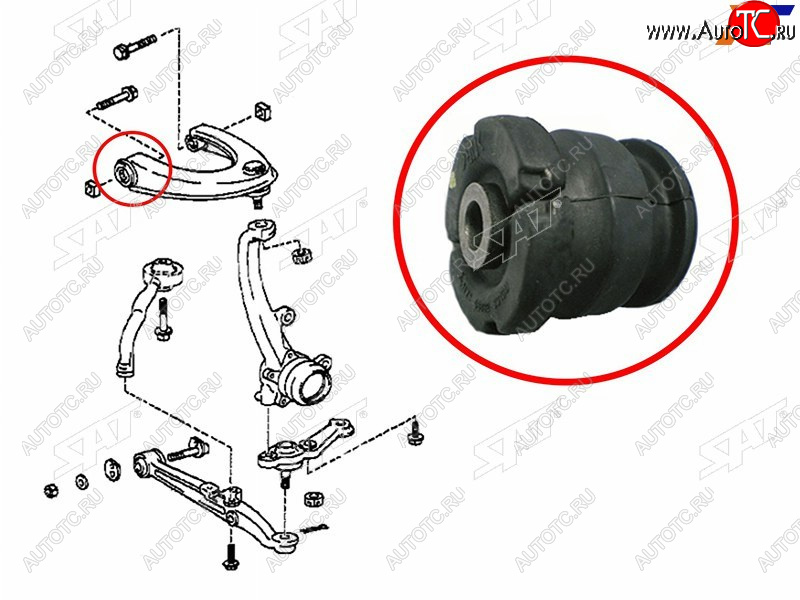 329 р. Сайлентблок Toyota Crown 95-07  Mark II (X90,X100,X110) 92-04  Lexus IS 98-05  Toyota Altezza 98- SAT ST-48632-30100  с доставкой в г. Кемерово