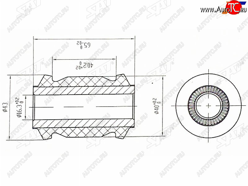 339 р. Сайлентблок Toyota Avensis (T250,T270) 03-18  Corolla (E150,E180) 06-19  Prius (ZVW30,ZVW50) 09-23 SAT ST-48654-02130  с доставкой в г. Кемерово