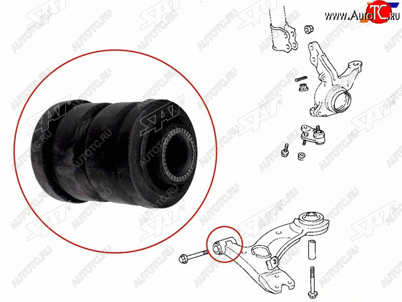 222 р. Сайлентблок переднего нижнего рычага FR SAT  Toyota Caldina  T190 - Corona  T190  с доставкой в г. Кемерово