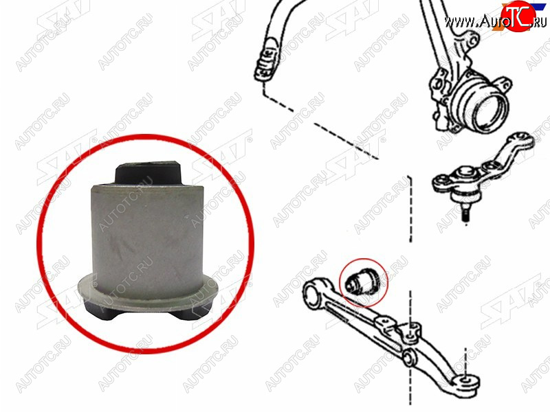 529 р. Сайлентблок Toyota Crown 95-07  Mark II (X90,X100,X110) 92-04  Lexus IS 98-05  Toyota Altezza 98- SAT ST-48654-30070  с доставкой в г. Кемерово