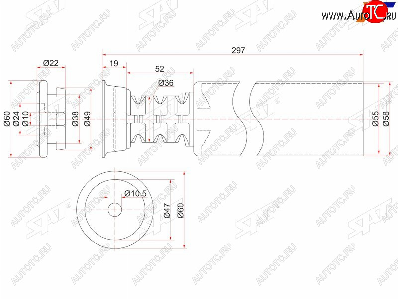 739 р. Пыльник стойки Ford Focus 04-11  Toyota Vitz 99-05  Geely MK Cross 11-16  Toyota bB 00-05  Echo SAT ST-48750-52010  с доставкой в г. Кемерово
