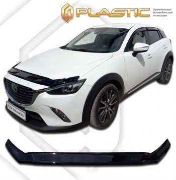 1 989 р. Дефлектор капота CA-Plastic Mazda CX-3 DK рестайлинг (2018-2025) (серия Сlassic черный, без надписи)  с доставкой в г. Кемерово. Увеличить фотографию 2