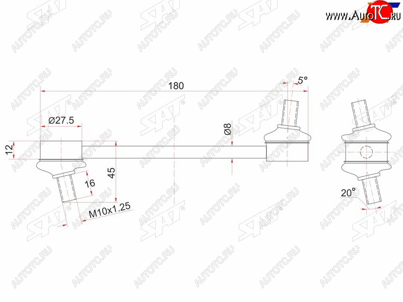499 р. Тяга стабилизатора заднего TOYOTA CorollaSprinter 4WD SAT ST-48830-12050  с доставкой в г. Кемерово