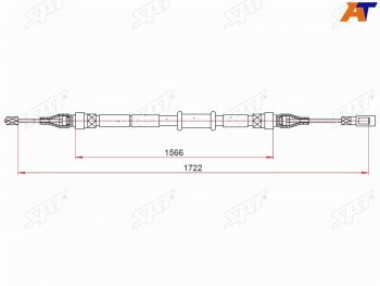 669 р. Трос ручного тормоза SAT Audi 80 B4 седан (1992-1996)  с доставкой в г. Кемерово. Увеличить фотографию 1