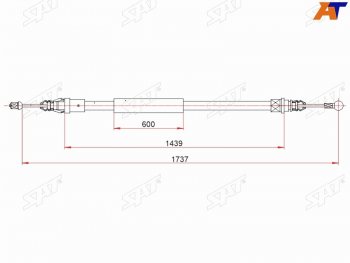 Трос ручного тормоза RH-LH SAT Nissan Interstar T35 дорестайлинг (2001-2003) ()