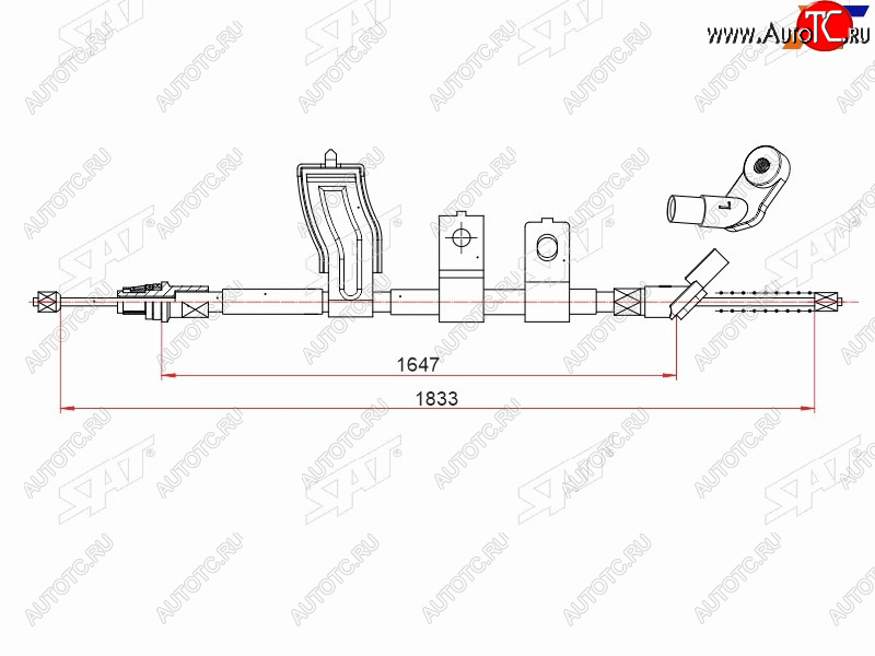 1 379 р. Трос ручного тормоза LH SAT  Nissan Qashqai +2  1 (2008-2014) J10 дорестайлинг, J10 рестайлинг  с доставкой в г. Кемерово