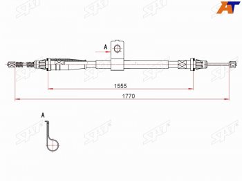 Трос ручного тормоза RH SAT Nissan Note  1 (2004-2013) E11 дорестайлинг, E11 рестайлинг