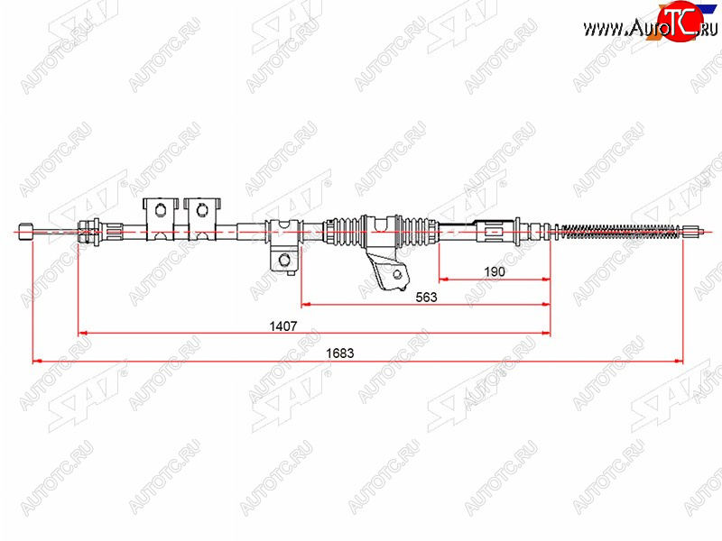 2 189 р. Трос ручного тормоза LH SAT  Mitsubishi Montero  V60 - Pajero ( 3 V70,  3 V60)  с доставкой в г. Кемерово