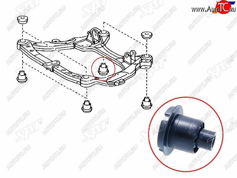 959 р. Сайлентблок Toyota Camry (XV40,XV50) 06-21  Lexus ES 12-18  Toyota Avalon 04-12  Camry UAEUSA 06 SAT ST-52215-33090  с доставкой в г. Кемерово