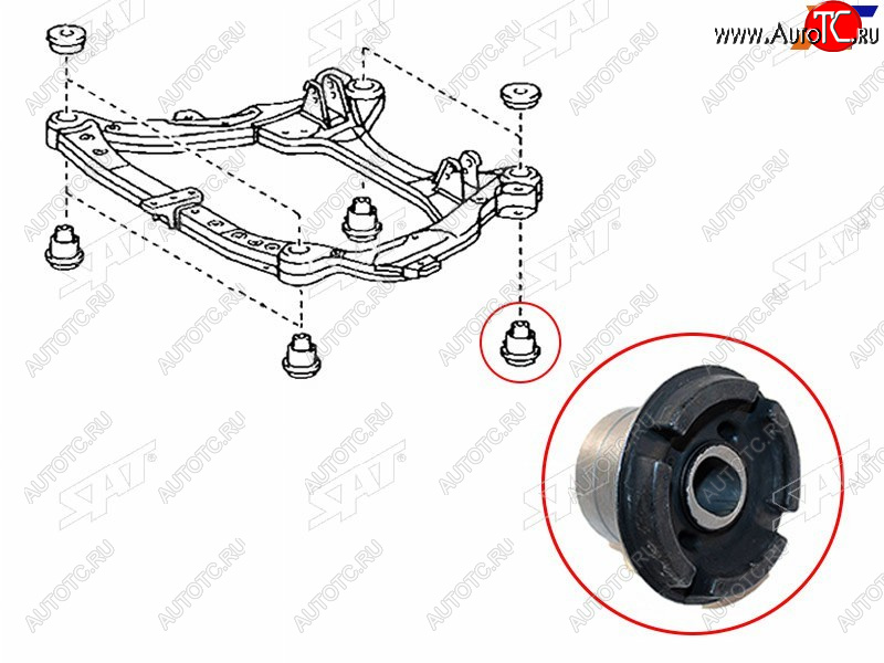 879 р. Сайлентблок Toyota Camry (XV30) 01-06  Harrier (XU30) 03-13  Daihatsu Altis 01-05  Lexus ES 03-06 SAT ST-52217-28010  с доставкой в г. Кемерово