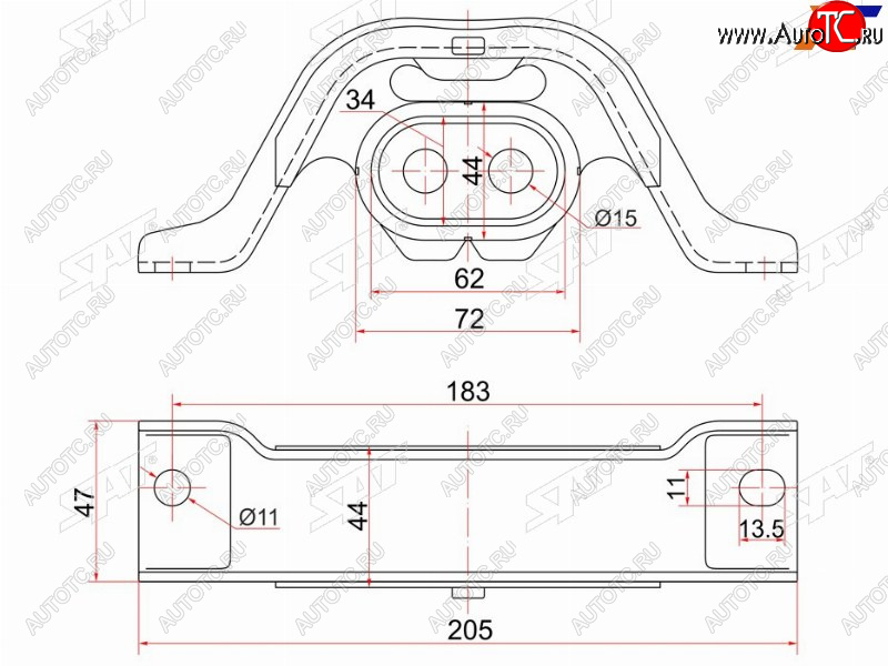 1 499 р. Подушка заднего дифференциала TOYOTA COROLLA 91-02SPACIO 97-00SPRINTER 91-02 SAT ST-52291-12010  с доставкой в г. Кемерово