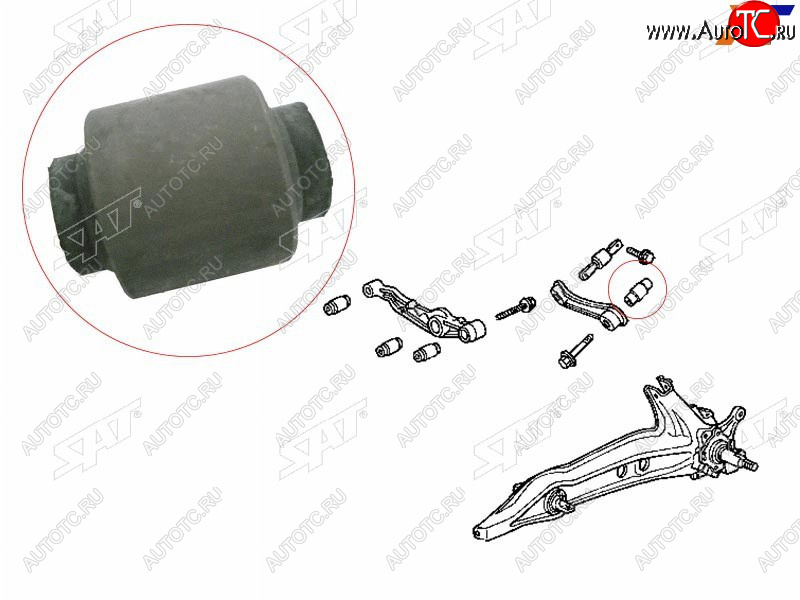 256 р. Сайлентблок Honda Civic 87-95  Civic Ferio 91-95  Domani 92-96  Integra 89-00 (Сверху Зад) SAT ST-52395-SH3-004  с доставкой в г. Кемерово