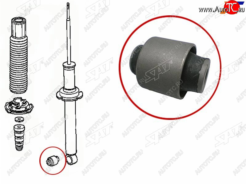 257 р. Сайлентблок Honda Accord 97-03  Avancier 99-03  Inspire 98-03  Saber 98-03 (Зад) SAT ST-52622-S84-A01  с доставкой в г. Кемерово
