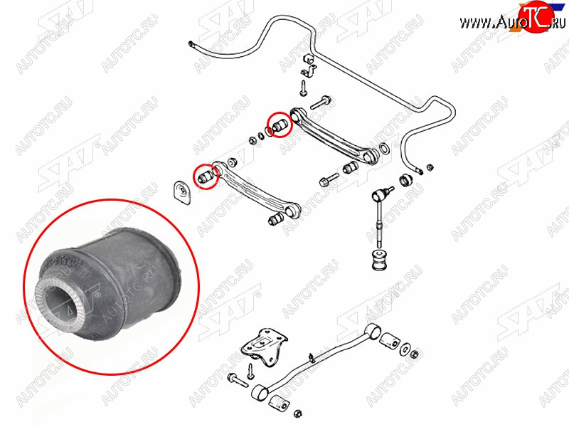 184 р. Сайлентблок заднего поперечного рычага (ТАГАЗ) HYUNDAI ACCENT 99-12                                  SAT ST-52773-25000  с доставкой в г. Кемерово