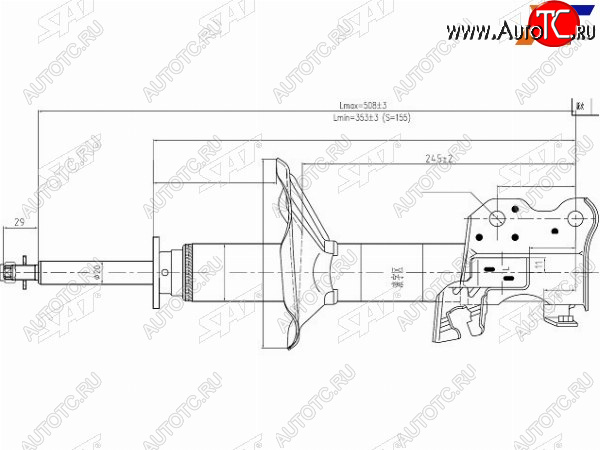 3 369 р. Стойка передняя LH SAT Nissan Almera N15 седан дорестайлинг (1995-1998)  с доставкой в г. Кемерово