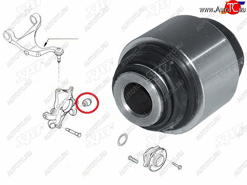 579 р. Сайлентблок Hyundai Elantra 06-12  Santa Fe 05-19  Sonata 09-19  Kia Carnival 06-14  Ceed 06-12 SAT ST-55130-4D000  с доставкой в г. Кемерово