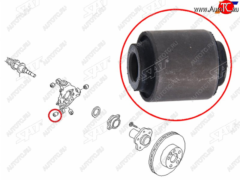 252 р. Сайлентблок Nissan Teana 08-14  Infiniti M35 04-08  M45 07-10  Nissan Altima 06-18  Fuga 04-07  SAT ST-55152-7Y000  с доставкой в г. Кемерово