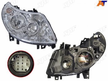 Фара правая (с электрокорректором, 8 контактов, белый разъем) SAT Peugeot Boxer  250 (2006-2014)