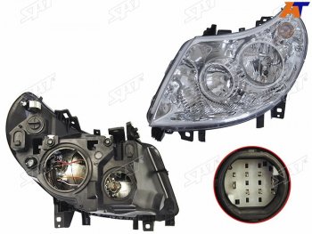 Фара левая (с электрокорректором, 8 контактов, белый разъем) SAT Peugeot Boxer  250 (2006-2014)