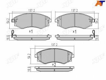 1 179 р. Колодки тормозные передние FR-FL SAT   Hyundai Elantra ( XD,  XD2) (2000-2010), Hyundai Sonata ( Y3,  EF) (1993-2001), Nissan Murano  1 Z50 (2002-2009), SSANGYONG Rexton ( Y200,  Y250,  Y290,  Y400) (2001-2023)  с доставкой в г. Кемерово. Увеличить фотографию 1