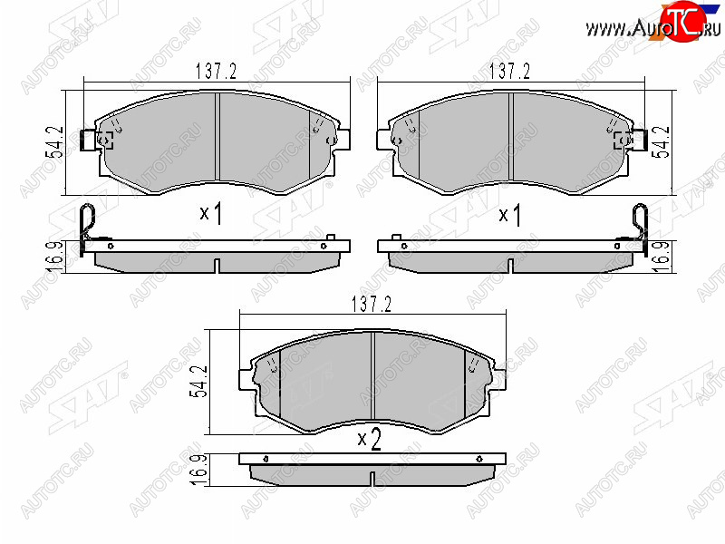 1 179 р. Колодки тормозные передние FR-FL SAT  Hyundai Elantra XD седан дорестайлинг (2000-2003)  с доставкой в г. Кемерово