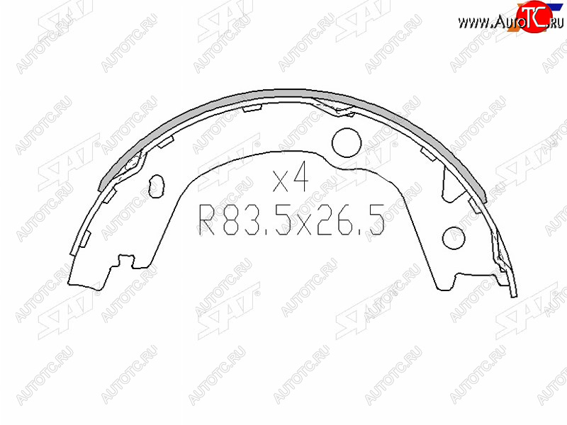 999 р. Колодки барабанные задние RH-LH SAT  Hyundai Santa Fe ( SM,  CM,  DM,  TM) (2000-2022), Hyundai Sonata ( EF,  NF,  YF,  LF) (2001-2019), Hyundai Tucson  JM (2004-2010), SSANGYONG Kyron (2005-2016)  с доставкой в г. Кемерово