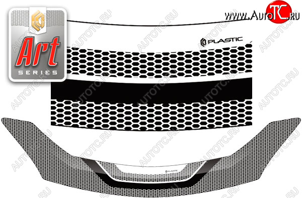 2 479 р. Дефлектор капота CA-Plastic  Toyota Ractis (2010-2016) (серия ART белая)  с доставкой в г. Кемерово