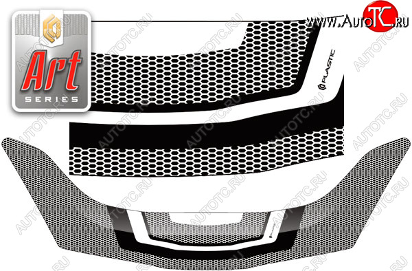 2 599 р. Дефлектор капота CA-Plastic  Honda Fit ( GE,  2) (2007-2012) дорестайлинг, GE 1-ый рестайлинг (Серия Art черная)  с доставкой в г. Кемерово