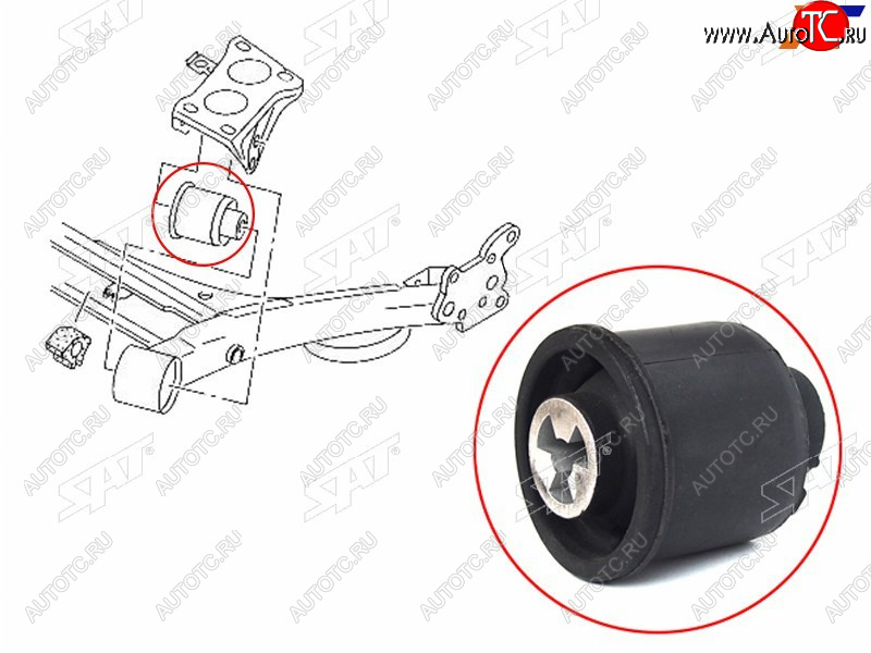 559 р. Сайлентблок Audi A3 96-13  Skoda Octavia 96-10  Rapid 12-  Volkswagen Golf 97-06  Polo 01-22  A SAT ST-6R0501541A  с доставкой в г. Кемерово
