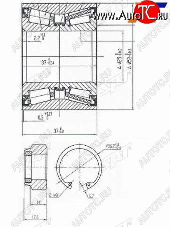 1 029 р. Подшипник задней ступицы SAT  CITROEN C2 (2003-2009), CITROEN C3 ( FC/FN,  дорестайлинг,  SX,SY) (2002-2020), CITROEN C3 Aircross (2017-2021), CITROEN C3 Picasso ( дорестайлинг,  рестайлинг) (2008-2017), CITROEN C3 Pluriel (2003-2010), Nissan Cube  2 (2002-2008), Nissan March  3 K12 (2005-2007), Nissan Note ( 1,  2) (2004-2020), Renault Logan ( 1,  2) (2004-2025), Renault Logan Stepway (2018-2025)  с доставкой в г. Кемерово